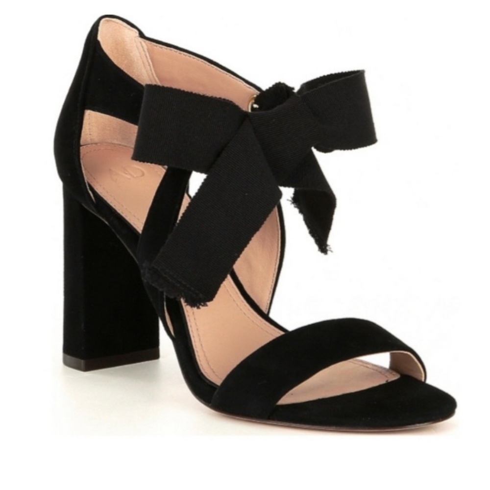 AD Daughters Black Velvet Sandals Block Heel in Womens Size 9.5
